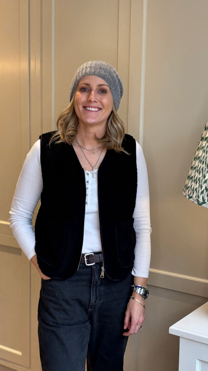 Fleece Black zip up Gilet-Jackets & Coats-LNH Edit