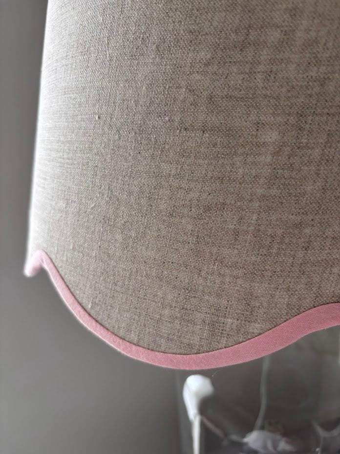 Scallop linen Pink trim Lampshade