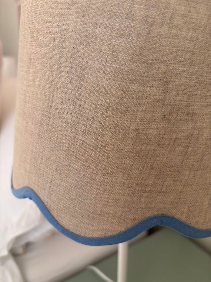 Scallop linen blue trim Lampshade-Lampshades-LNH Edit