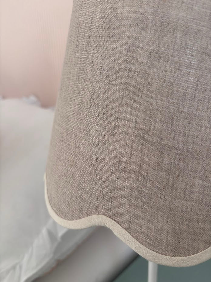 Scallop linen cream trim Lampshade-Lampshades-LNH Edit