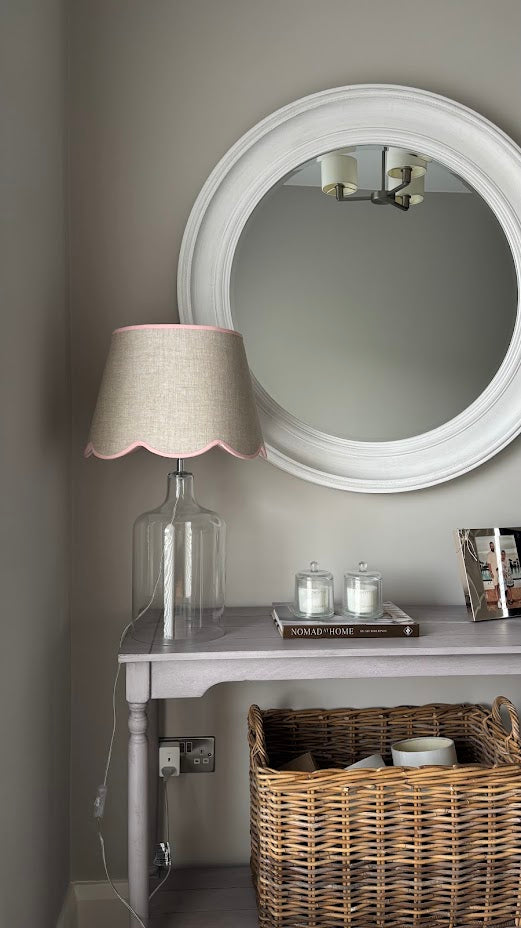 Scallop linen Pink trim Lampshade
