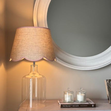 Scallop linen Pink trim Lampshade