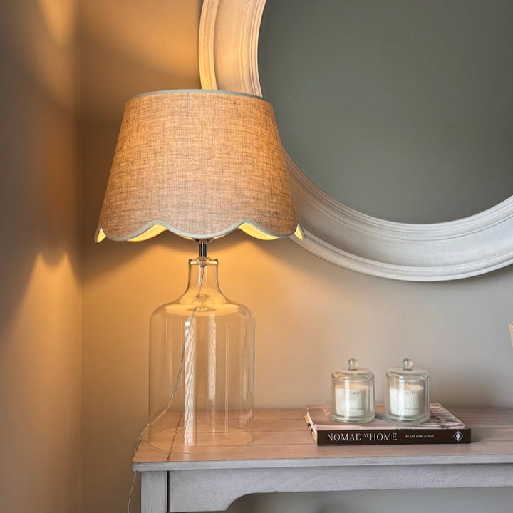 Scallop linen cream trim Lampshade-Lampshades-LNH Edit