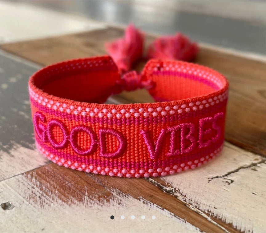 Good Vibes Red Woven Bracelet-Bracelets-LNH Edit