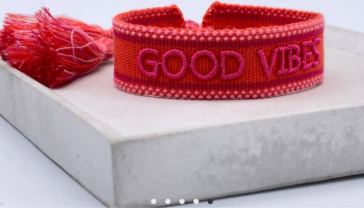 Good Vibes Red Woven Bracelet-Bracelets-LNH Edit
