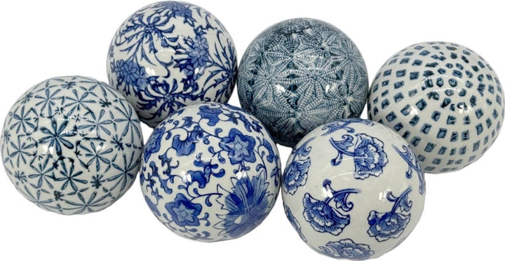 Chinoiserie Ceramic Balls , Set of 6