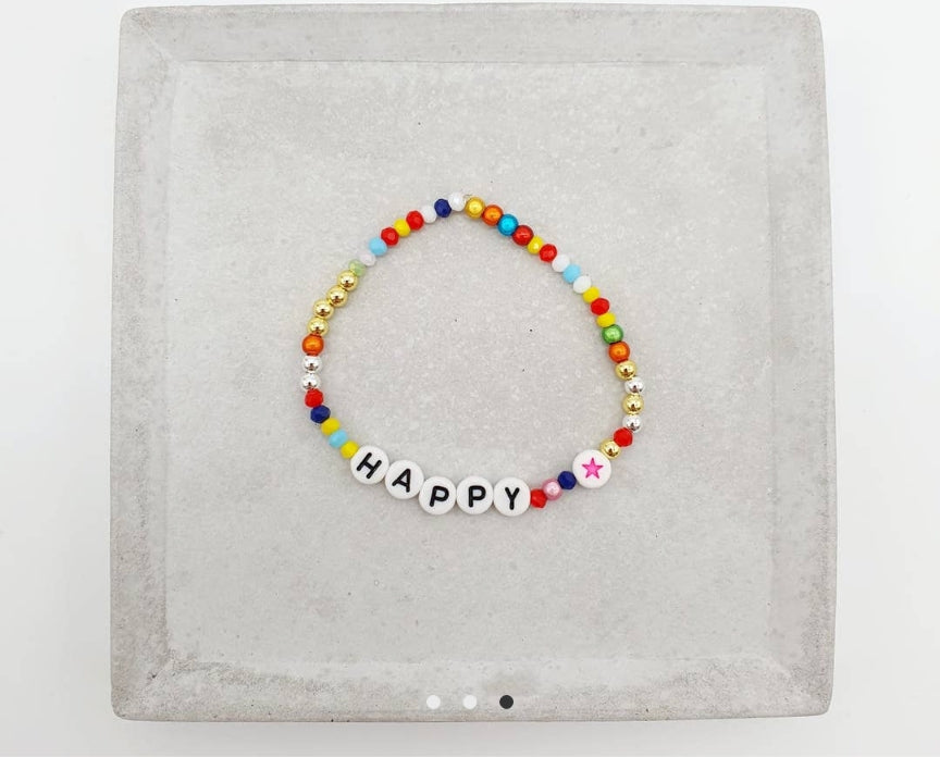 Happy, Colorful Elastic Pearl Bracelet