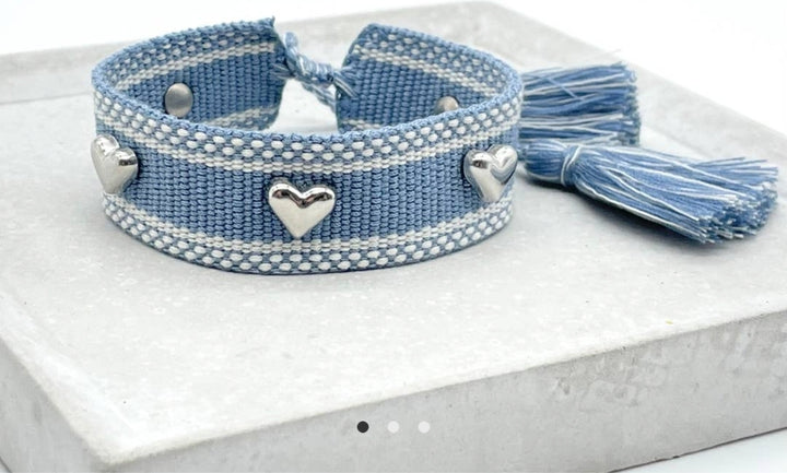 Hearts Blue  Woven Bracelet