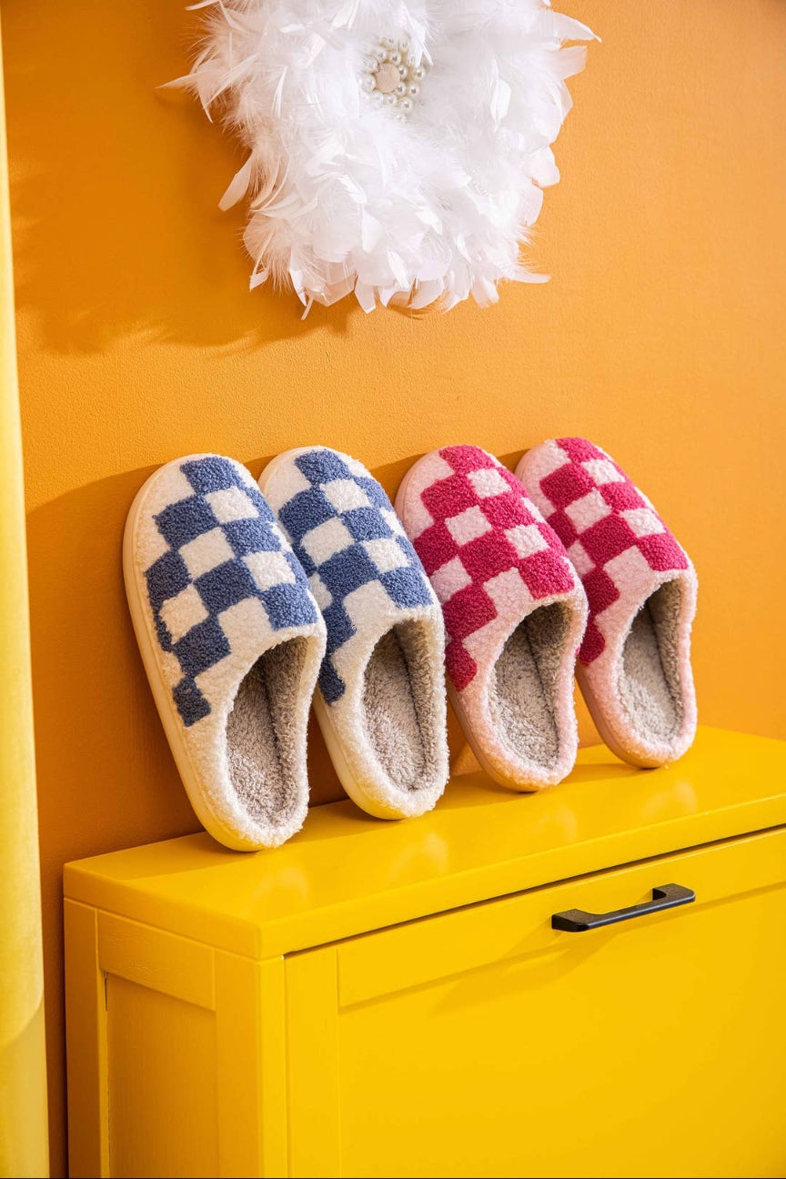 Blue Checkered Slippers