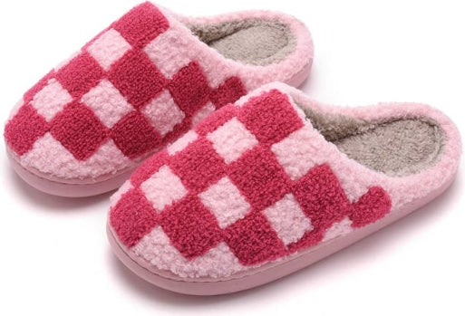 Pink Checkered Slippers