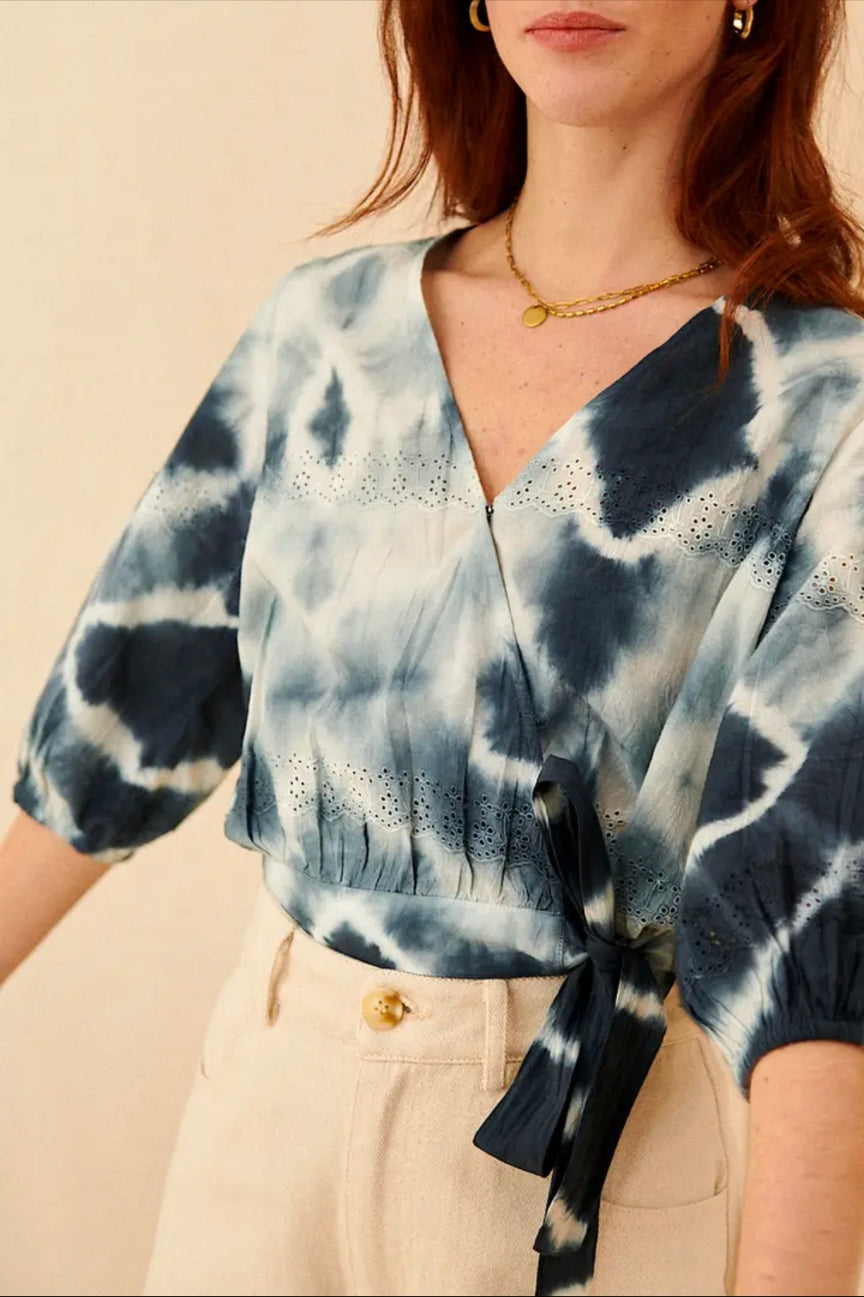 Wrap Over Tie Dye Blouse