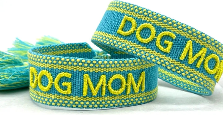 Green Dog Mom Woven Bracelet