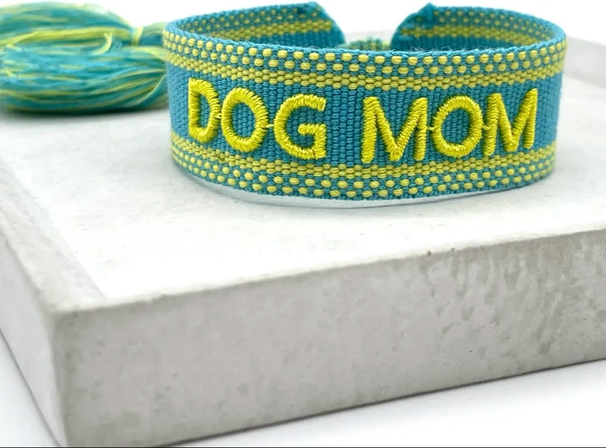 Green Dog Mom Woven Bracelet