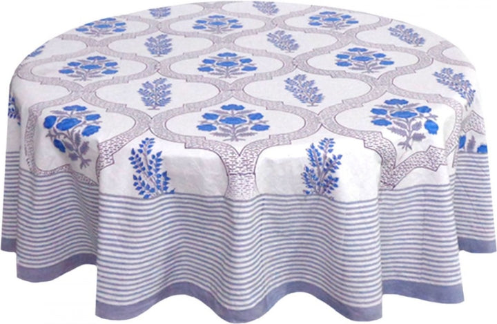 Beth Round Blue Tablecloth