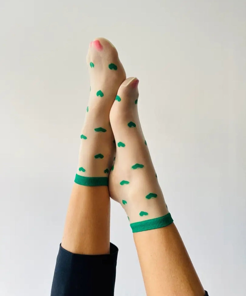 Green Heart Socks