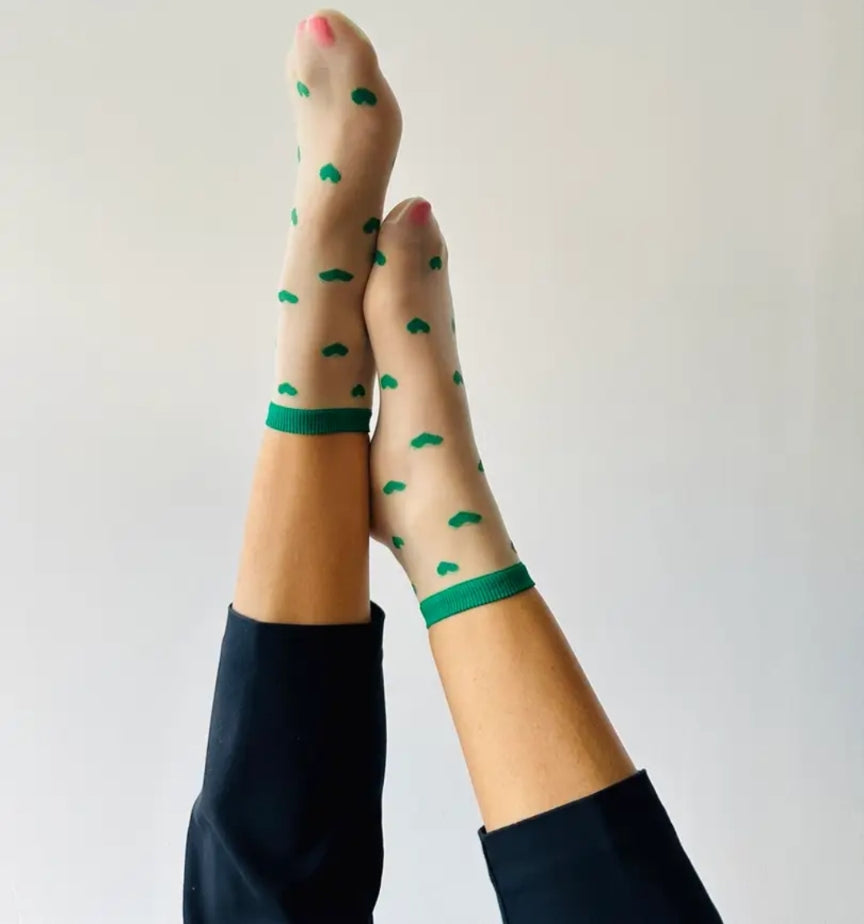 Green Heart Socks