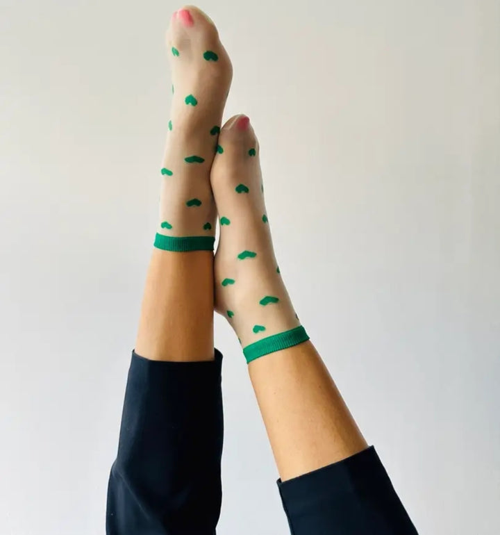 Green Heart Socks