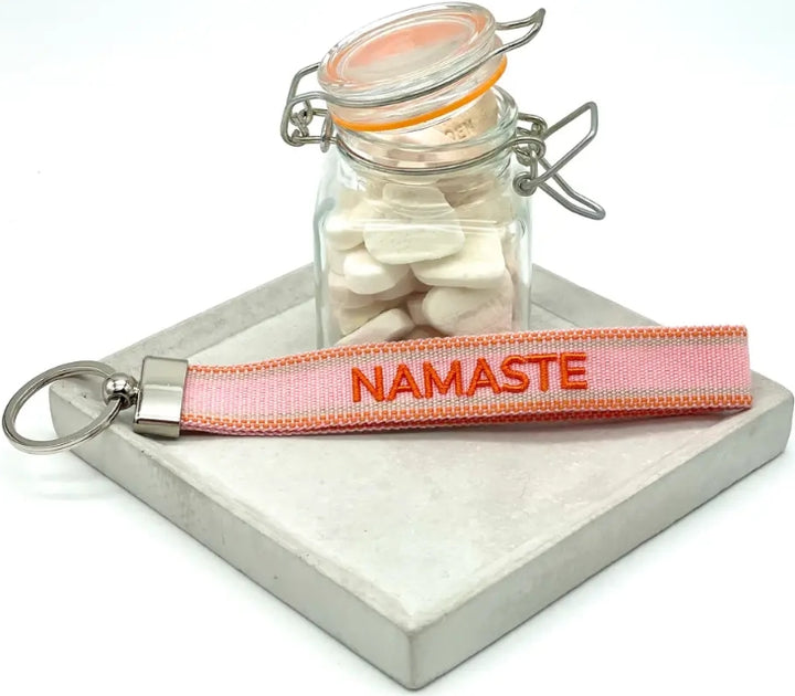 Namaste Pink Woven Keyring