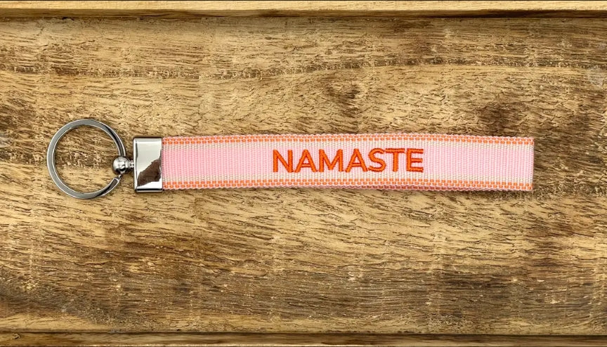 Namaste Pink Woven Keyring