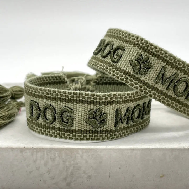 Khaki Dog Mom Woven Bracelet