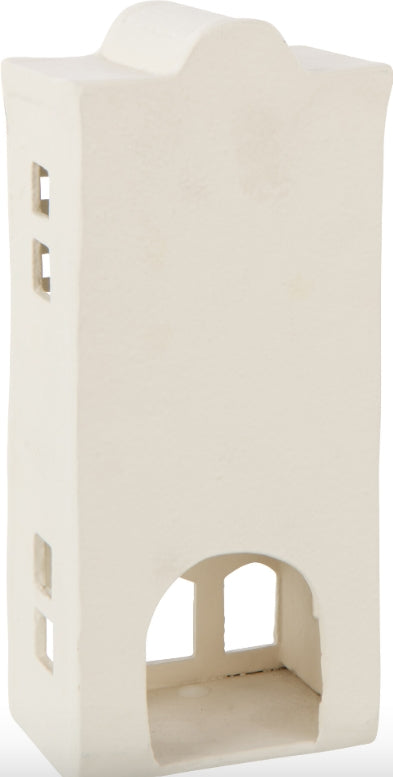 White Aluminum Townhouse Tealight Holder