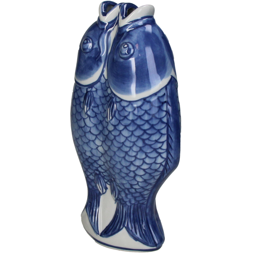 Porclain Blue Fish Vase-Vases-LNH Edit