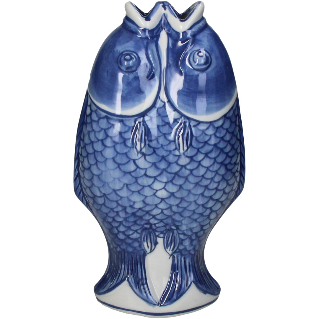 Porclain Blue Fish Vase-Vases-LNH Edit