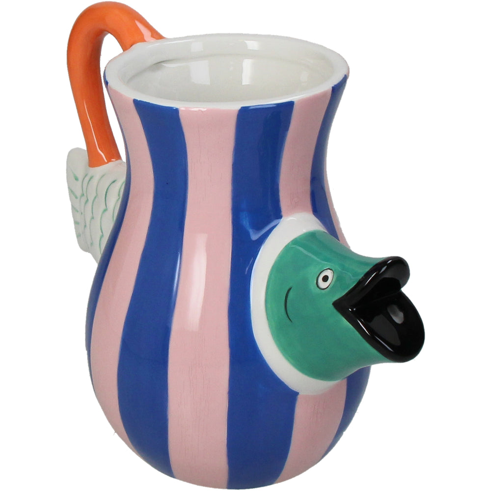 Blue and Pink Stripe Fish Vase/ Jug-Vases-LNH Edit