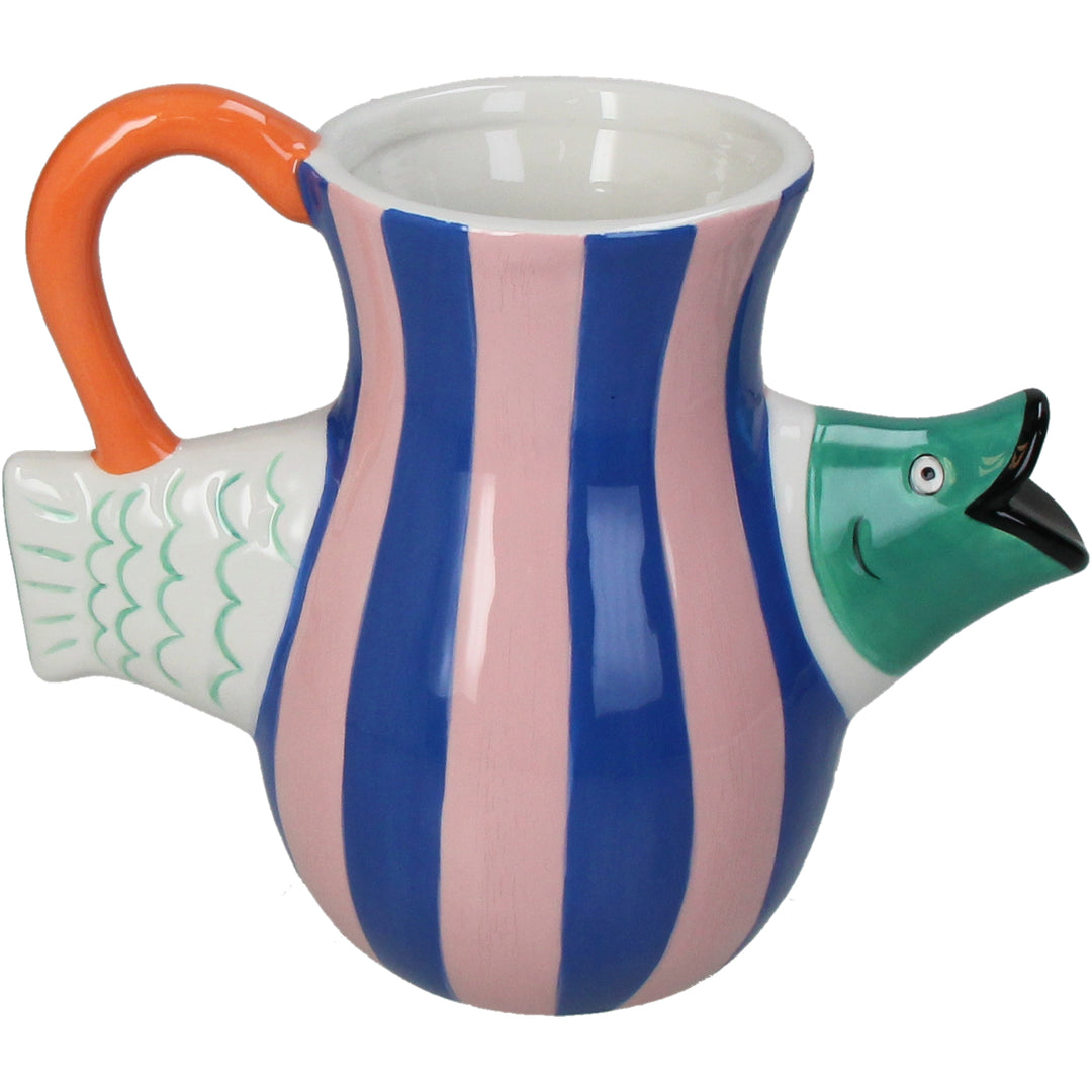 Blue and Pink Stripe Fish Vase/ Jug-Vases-LNH Edit