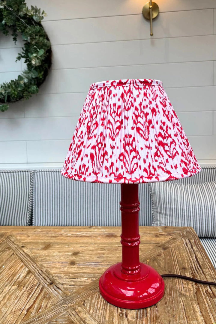 LNH Edit hand-painted bamboo lamp base in red gloss, 30cm height with brass detailing.