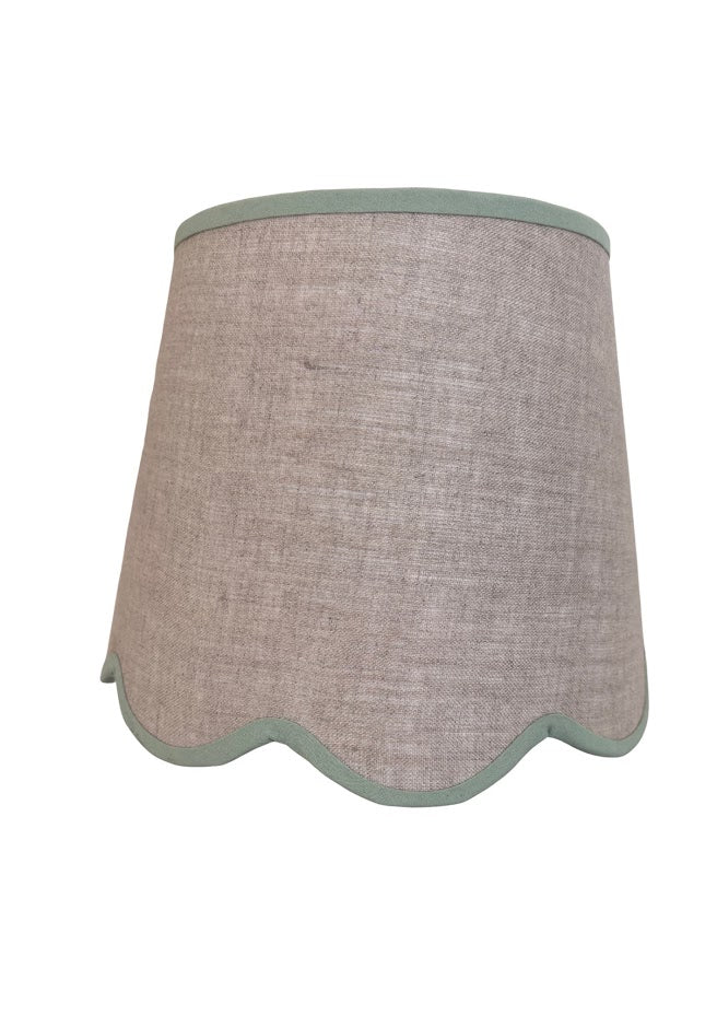Scallop linen green trim Lampshade-Lampshades-LNH Edit