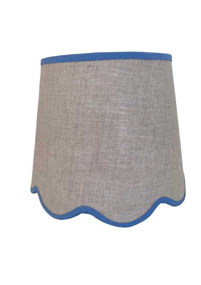Scallop linen blue trim Lampshade-Lampshades-LNH Edit