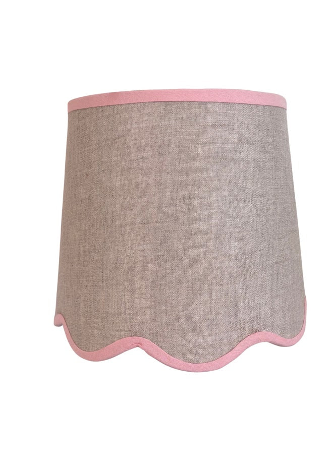 Scallop linen Pink trim Lampshade