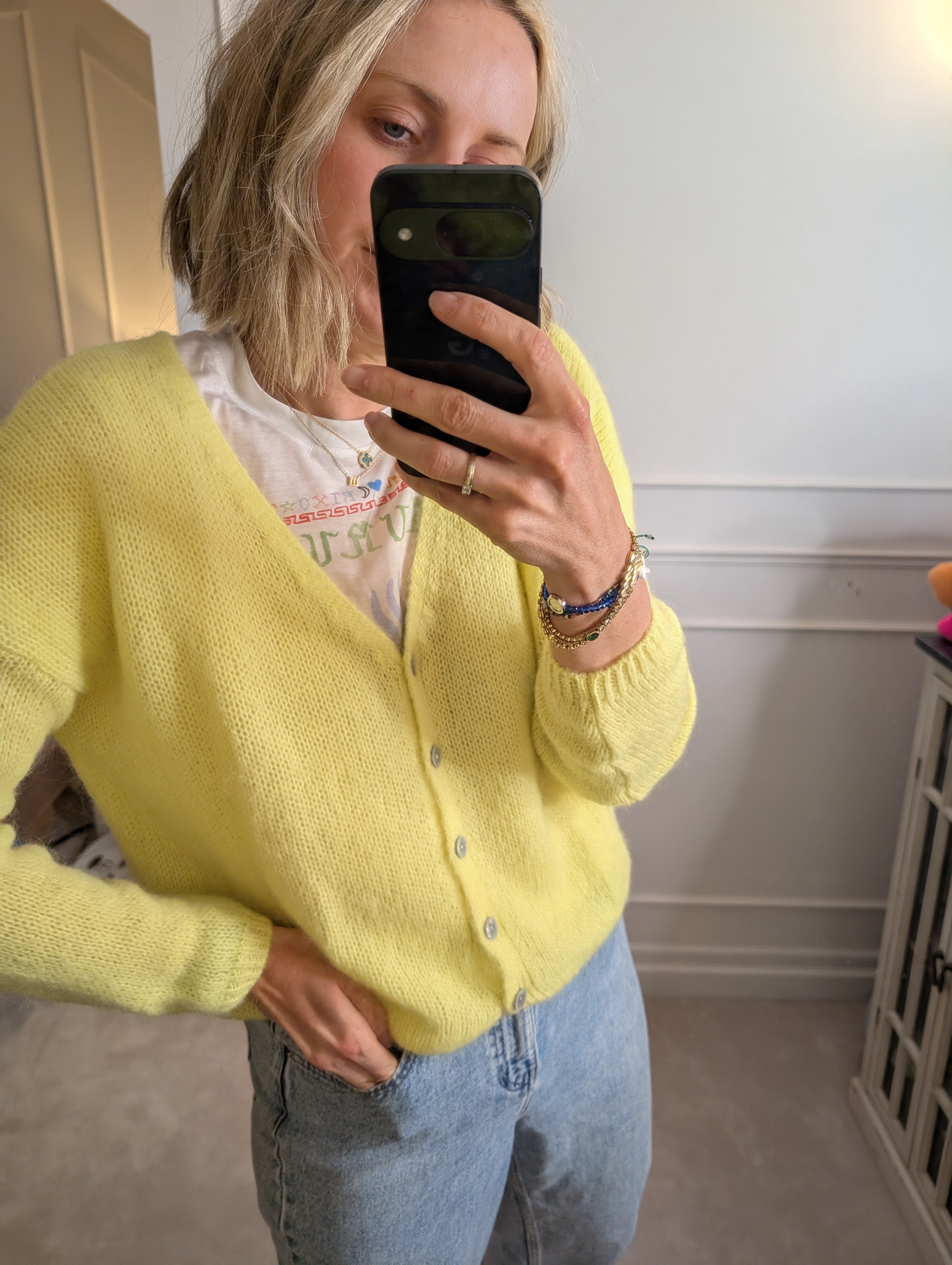 Mohair V Neck Knitted Cardigan - LNH Edit