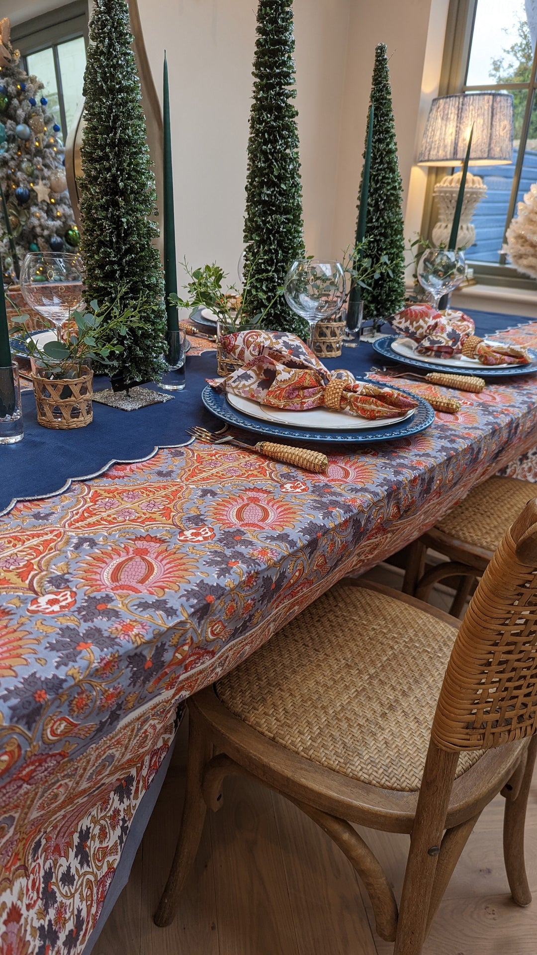 Rebecca Navy Linen Table Runner