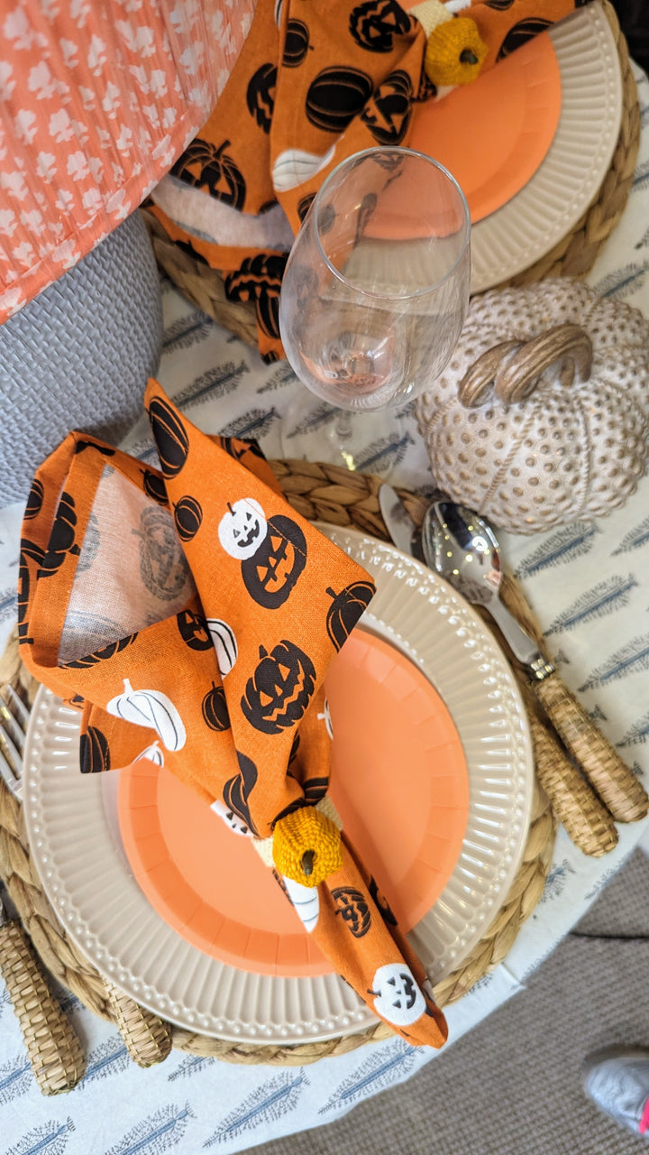 Happy Pumpkin Napkins, Set of 4-Napkins-LNH Edit