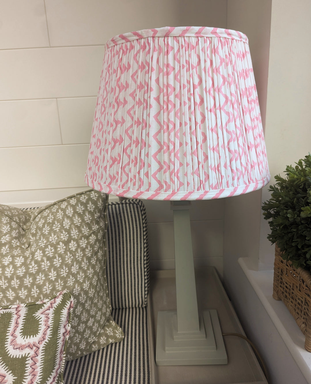 pink rik rak print Lampshade