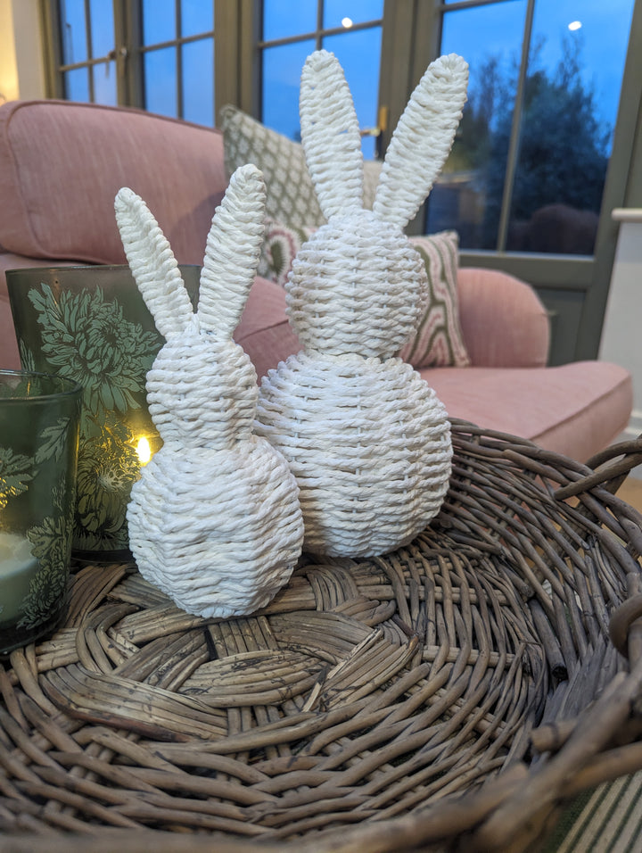 Small White Wicker Rabbit