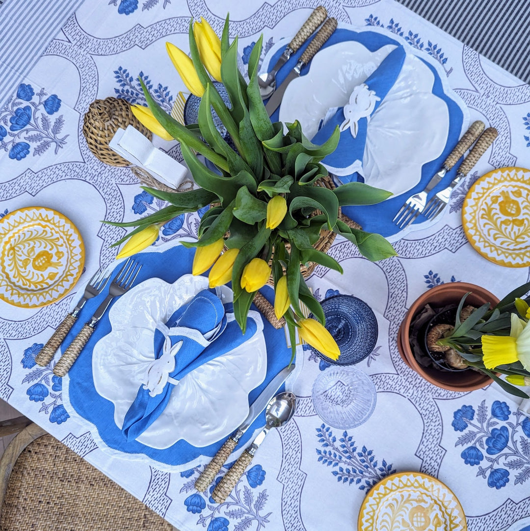 Beth Round Blue Tablecloth