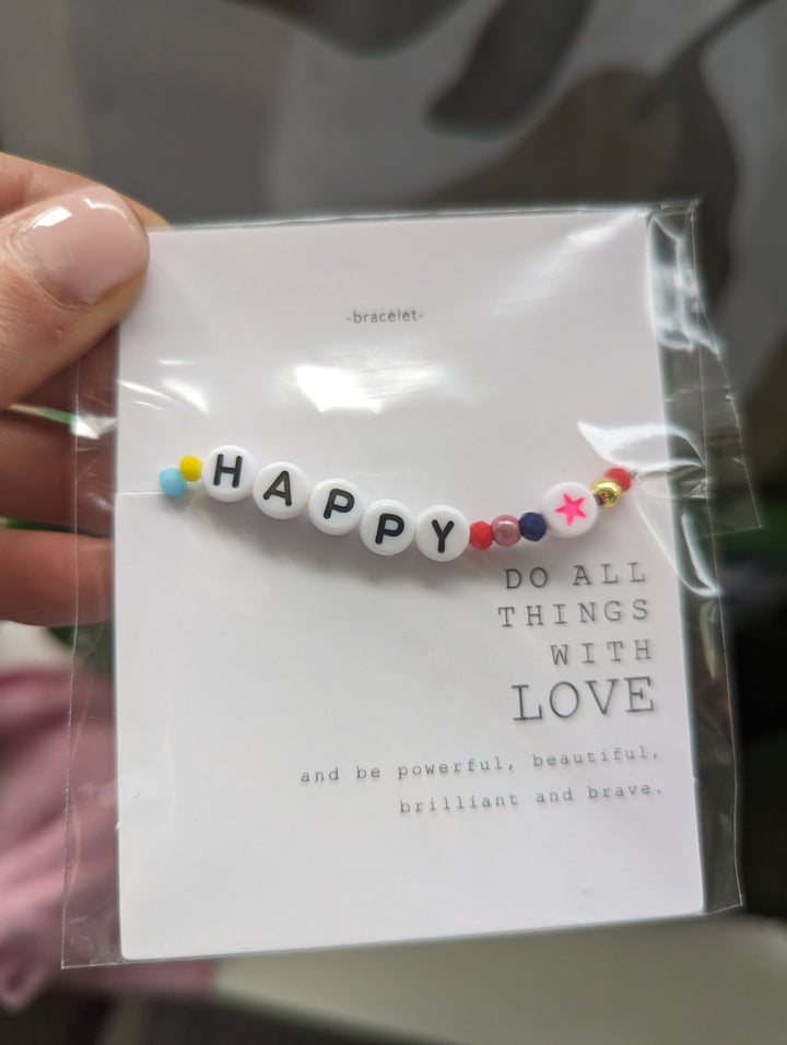 Happy, Colorful Elastic Pearl Bracelet
