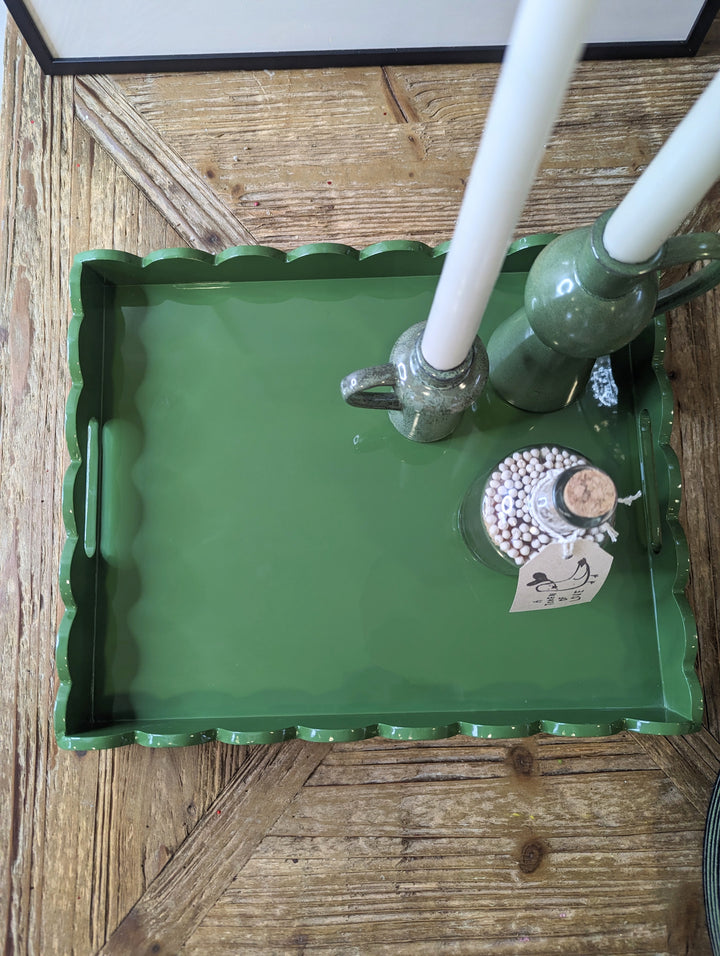 Moss Green Scalloped Serving Tray