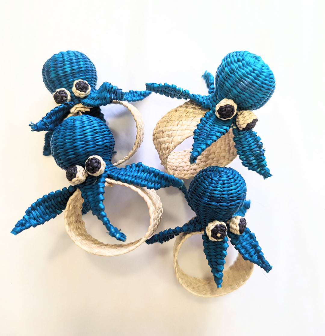 Turquoise Octopus Napkin Rings, Sold individually