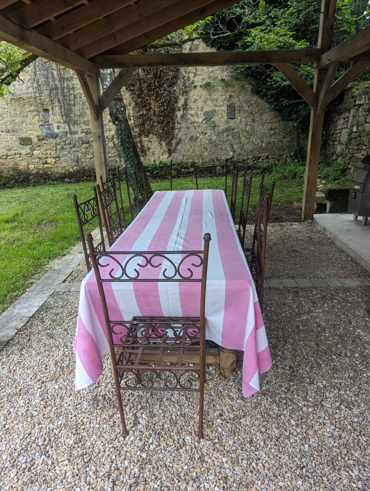 Wide Stripe Pink Tablecloth