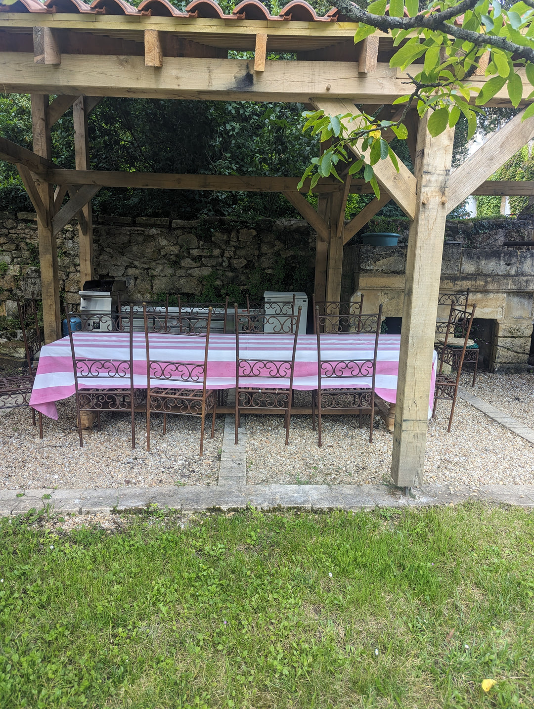 Wide Stripe Pink Tablecloth