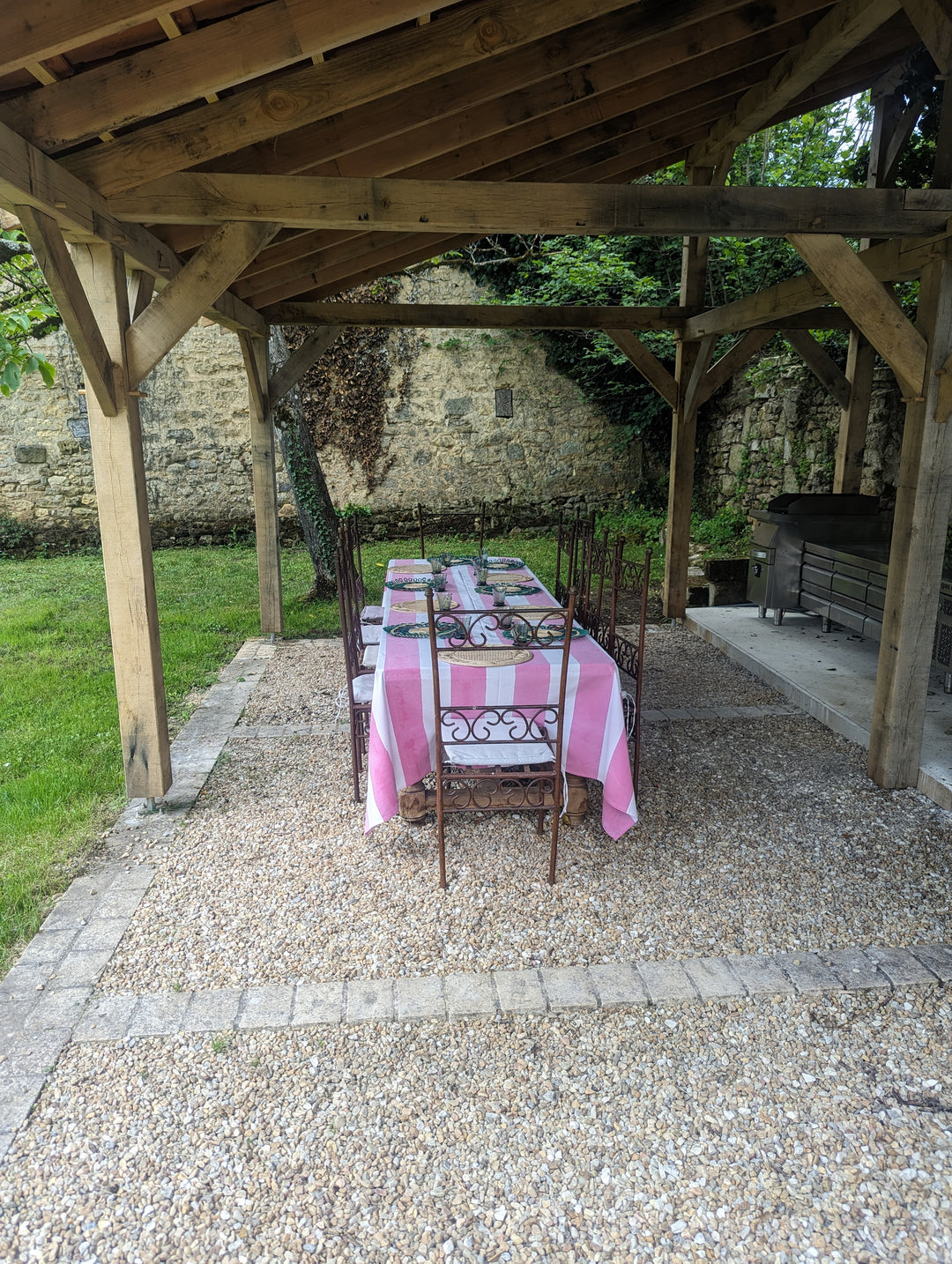 Wide Stripe Pink Tablecloth