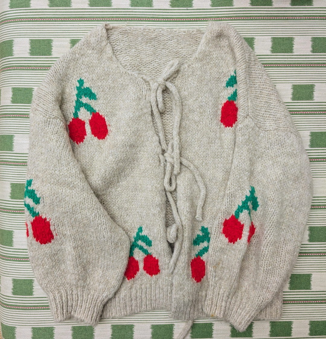 Tie Front Cherry Cardigan