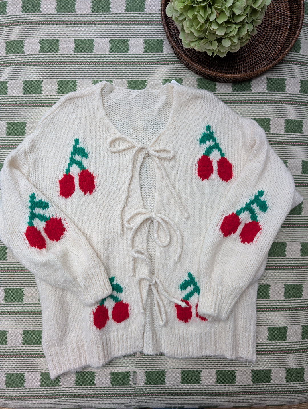 Tie Front Cherry Cardigan--LNH Edit