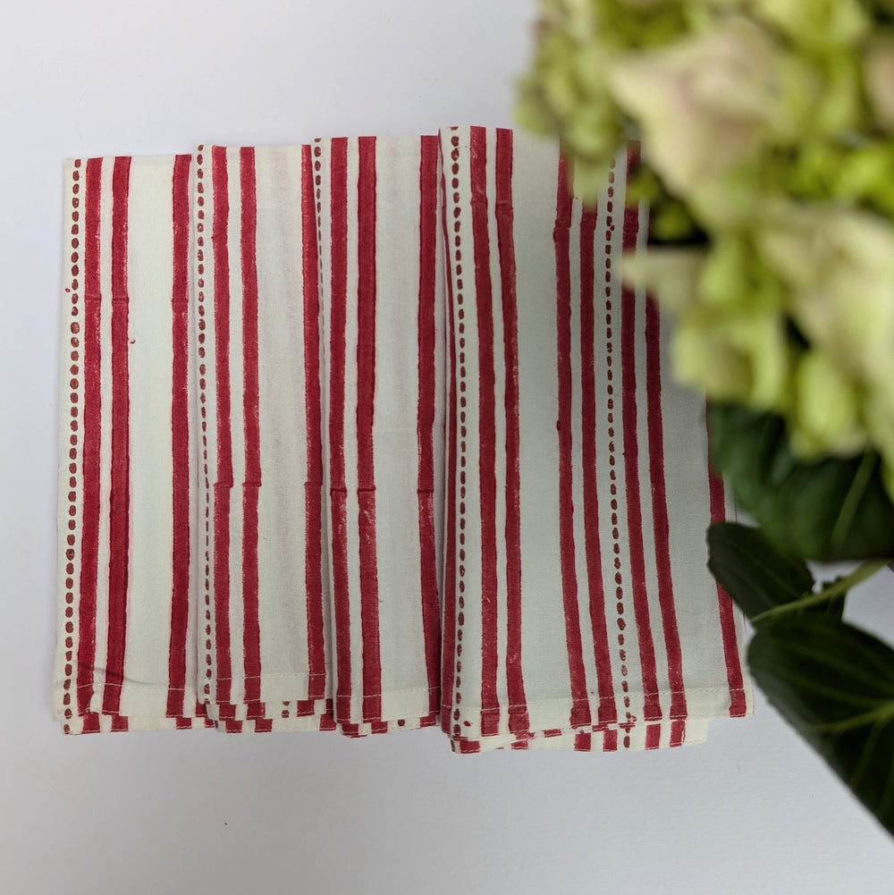 Elsie Red Napkin, Set of 4-Napkins-LNH Edit