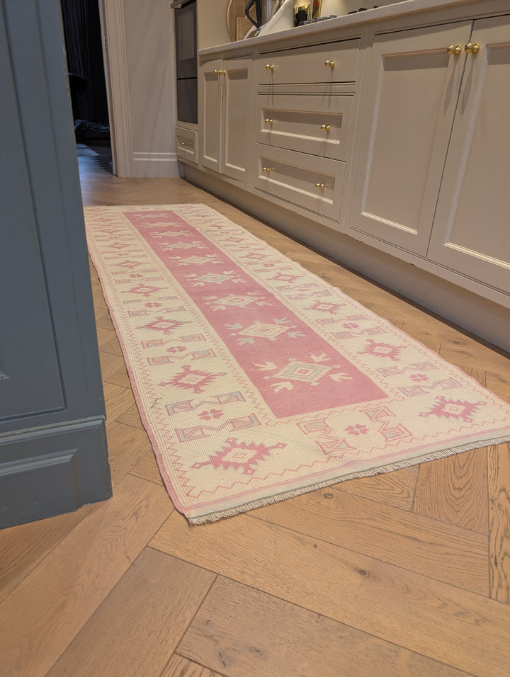 Vintage Pink Kurdish Runner Rug, 1960s
