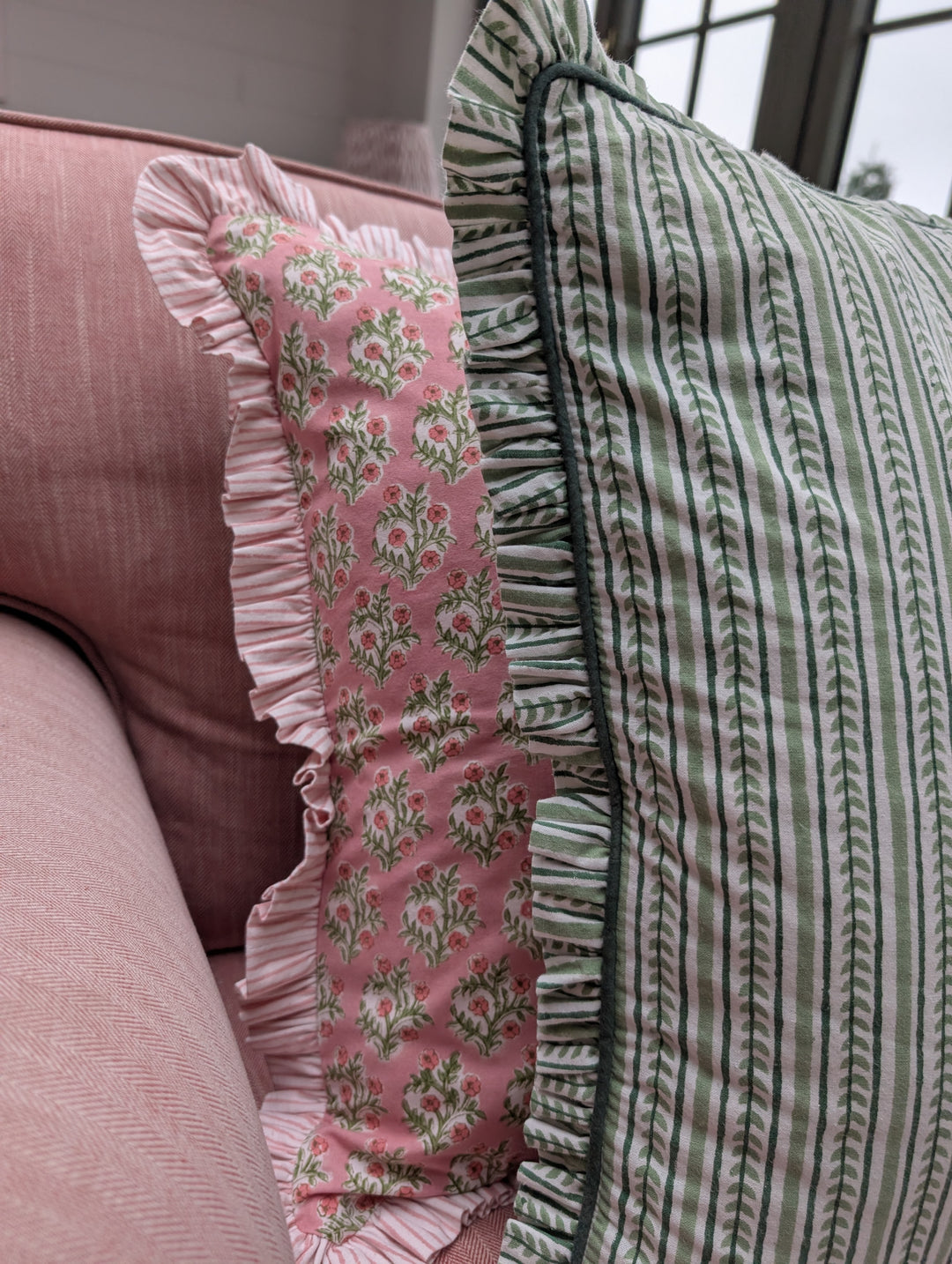 Emily Pink Frill Cushion Cover-Cushion Covers-LNH Edit